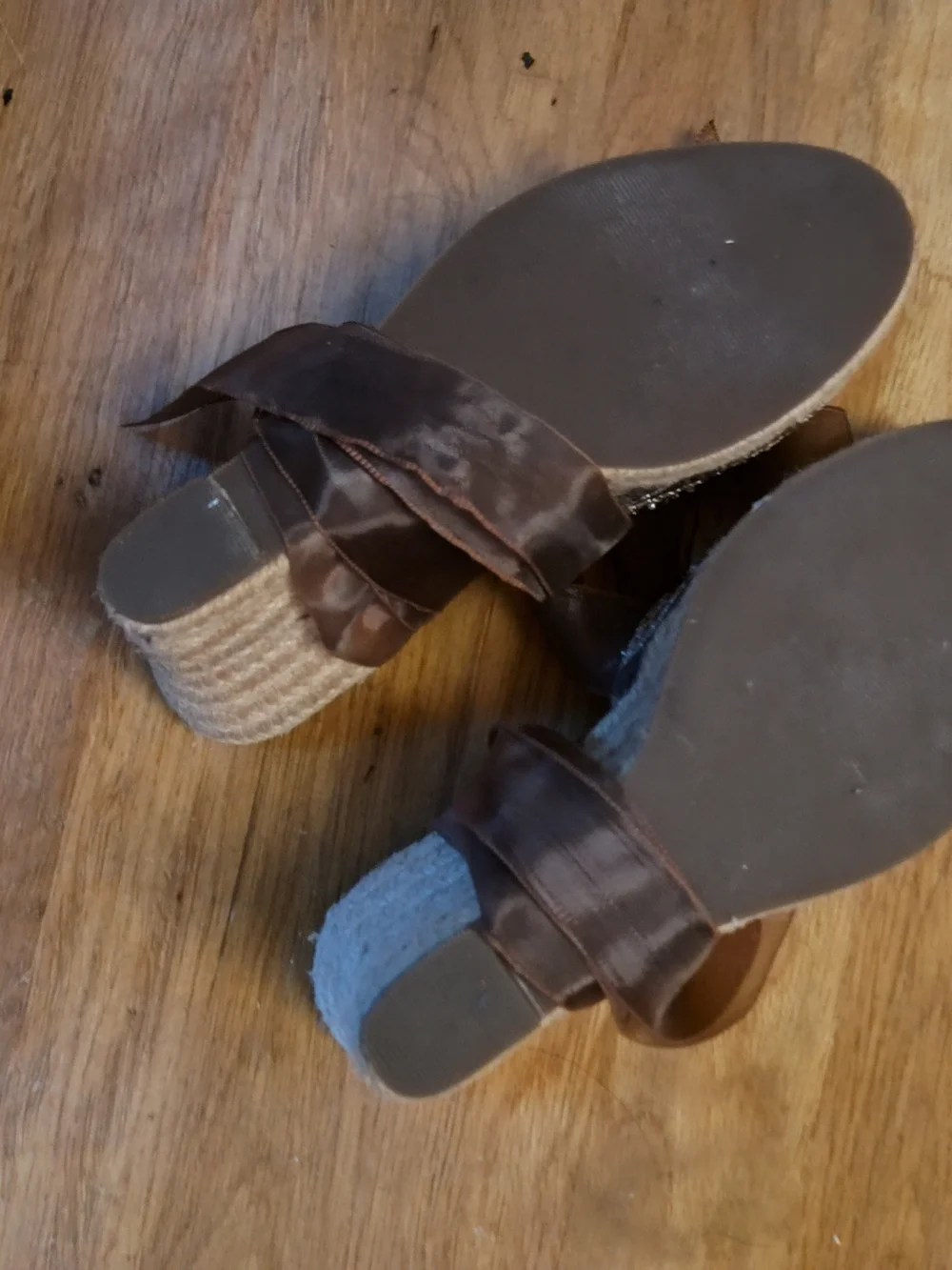 Steve Madden Brown Glitter Ribbon Espadrille Mule